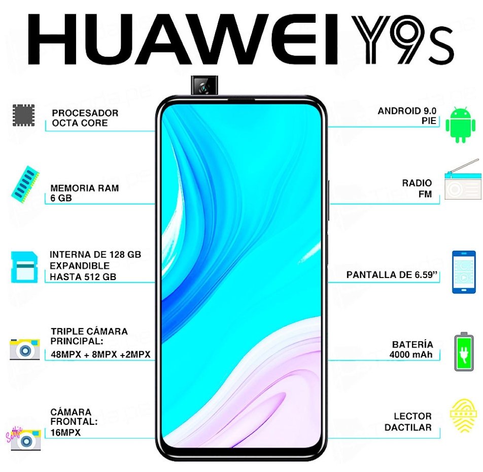 Lista completa de características y especificaciones del smartphone Huawei Y9s